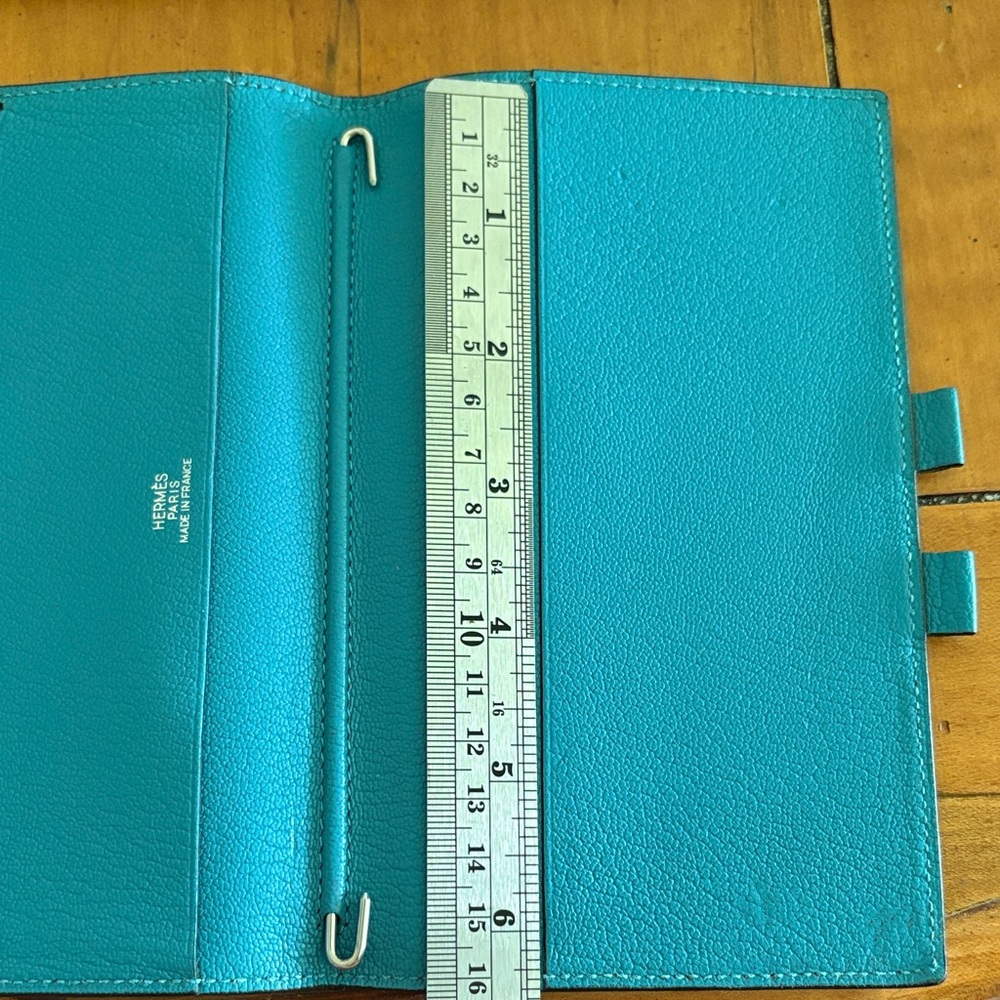 Hermès Chevre Mysore Leather Vision Agenda Cover Teal with Address Book VGUC - Picture 16 of 16